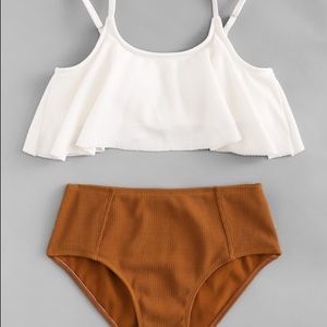 Two Tone Flounce Bikini Set